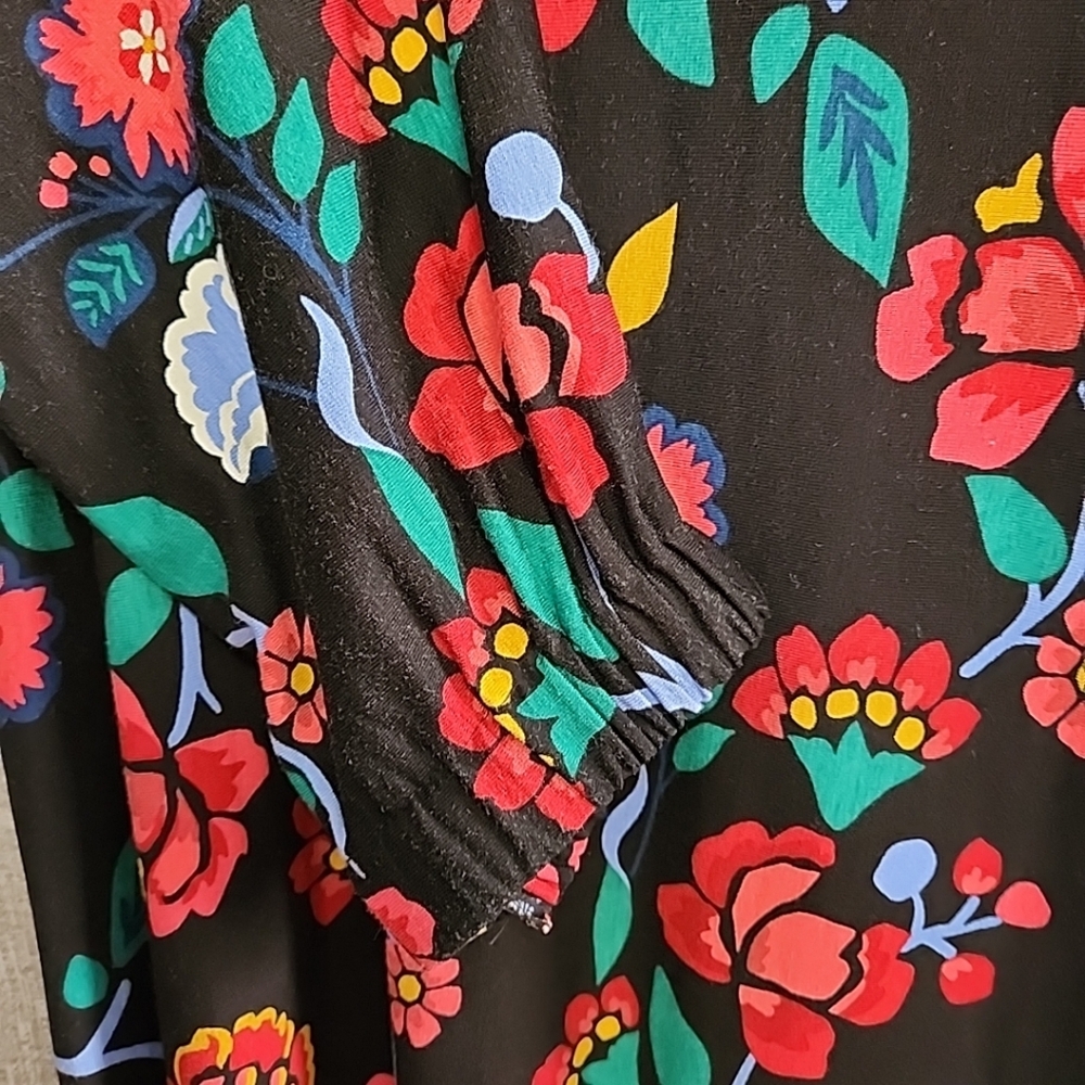 Ann Taylor Loft Bright Floral Swing Dress Pullover Shift Knee Length Bohemian - Picture 4 of 12